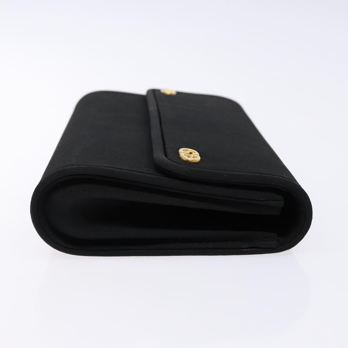 GUCCI Clutch Bag Canvas Black Gold Auth yk18984