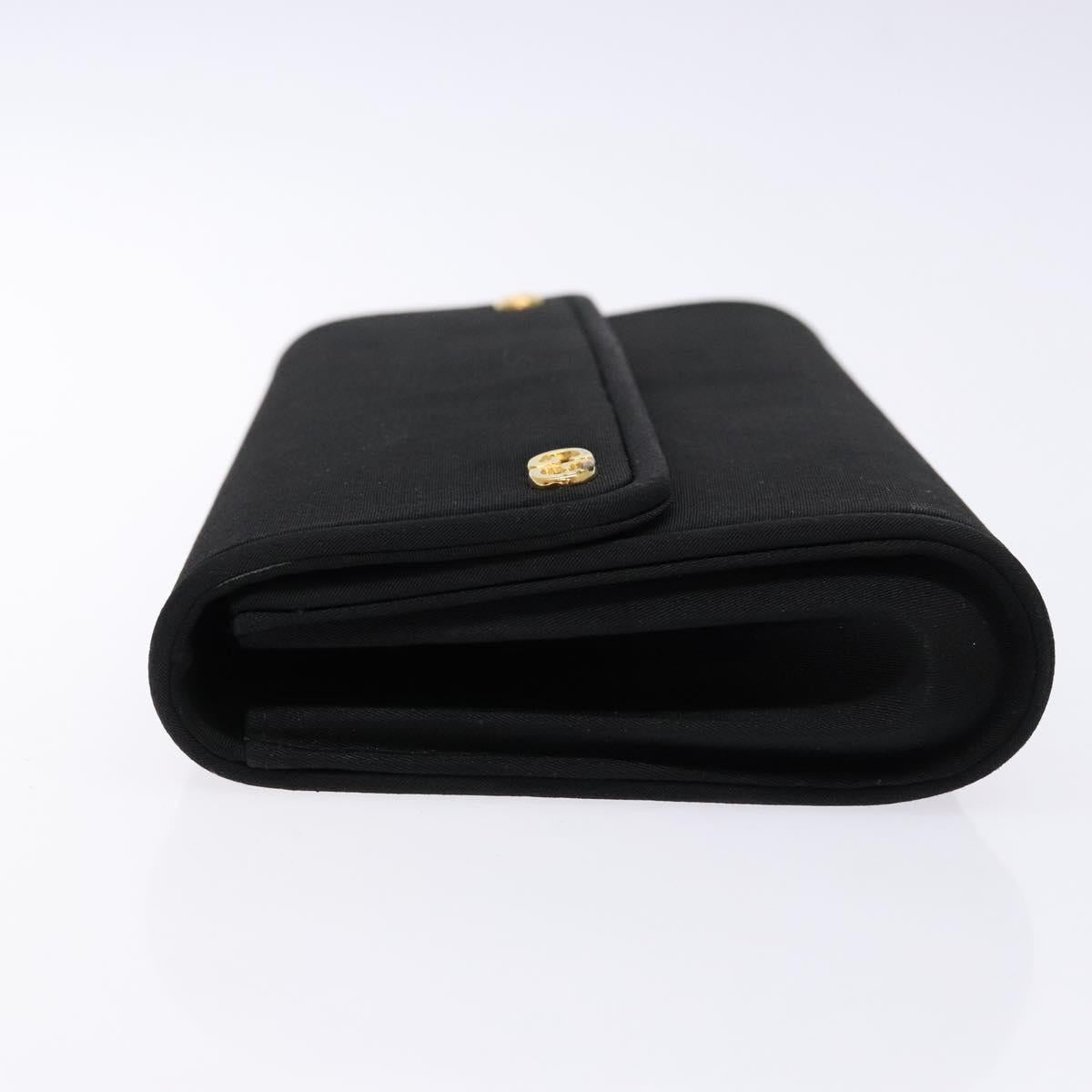 GUCCI Clutch Bag Canvas Black Gold Auth yk18984