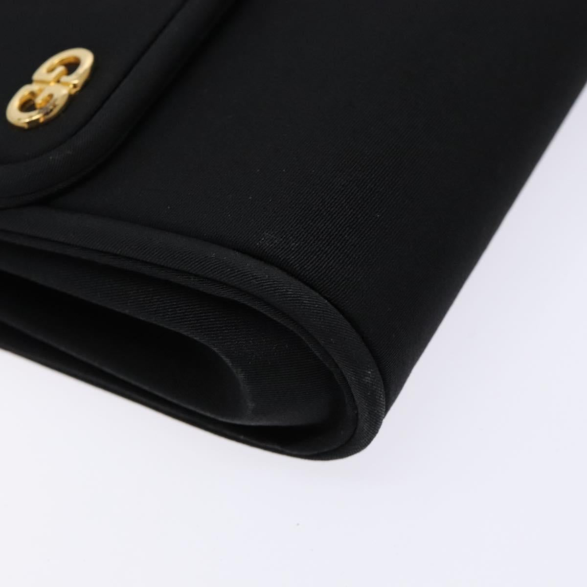 GUCCI Clutch Bag Canvas Black Gold Auth yk18984