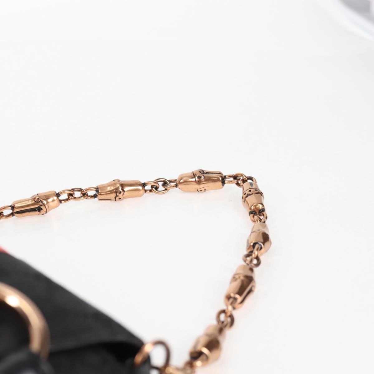 GUCCI GG Canvas Bamboo Chain Horsebit Hand Bag Black Gold 129497 Auth yk18998V