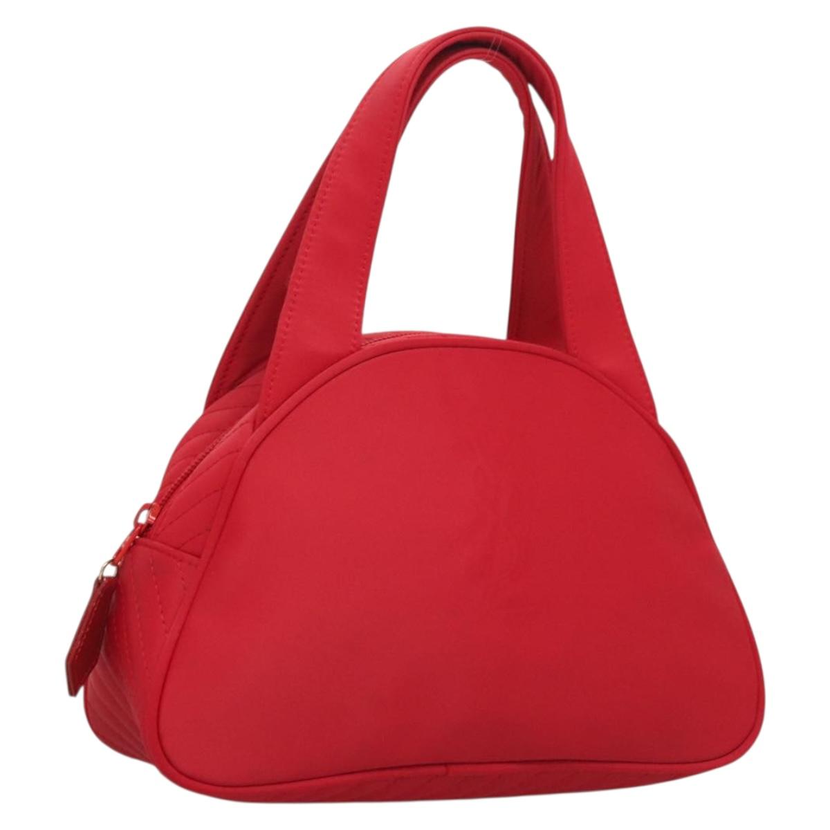 SAINT LAURENT Hand Bag Nylon Red Auth yk18999