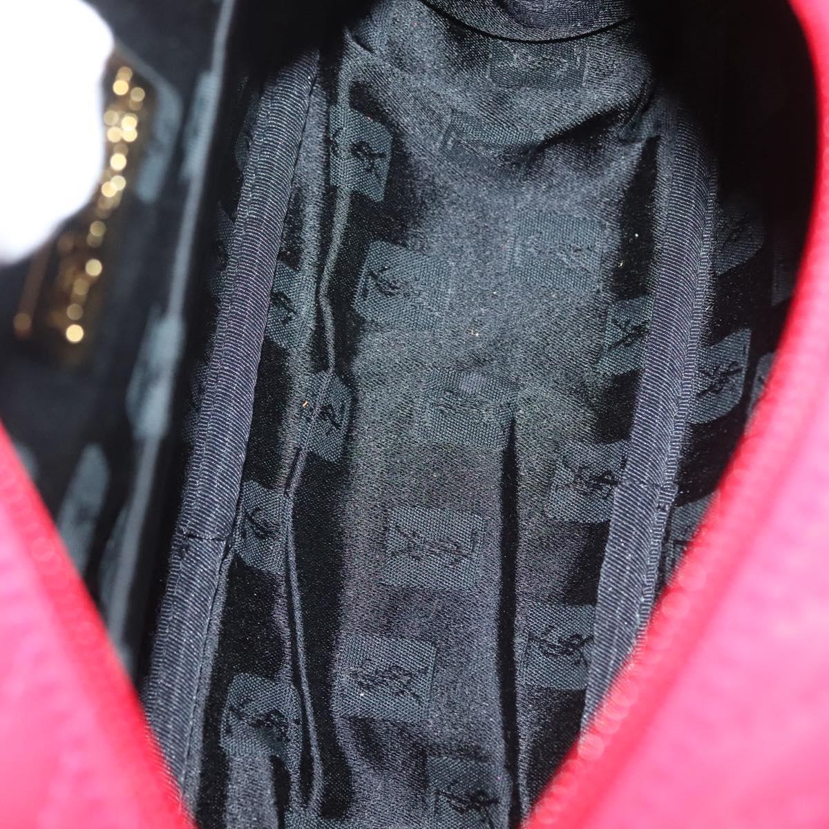 SAINT LAURENT Hand Bag Nylon Red Auth yk18999