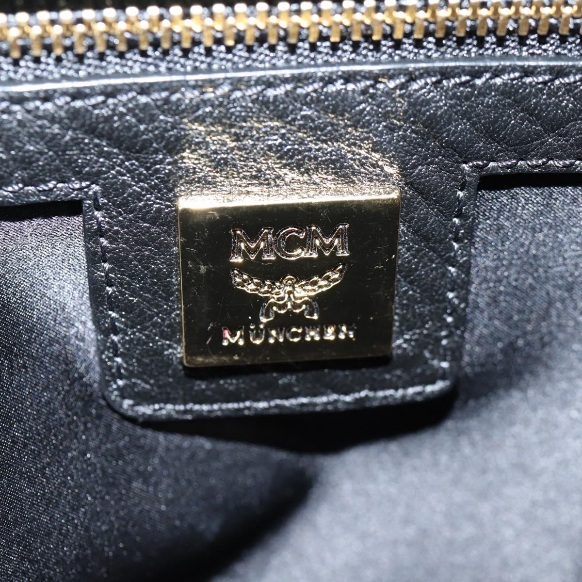 MCM Vicetos Studs Backpack Leather Black Gold Auth yk19000V