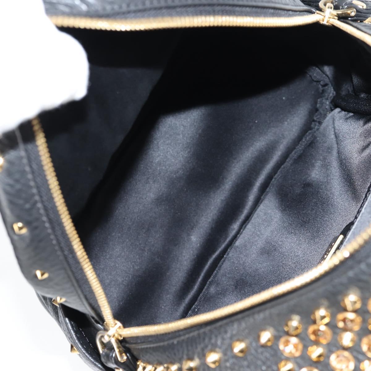 MCM Vicetos Studs Backpack Leather Black Gold Auth yk19000V