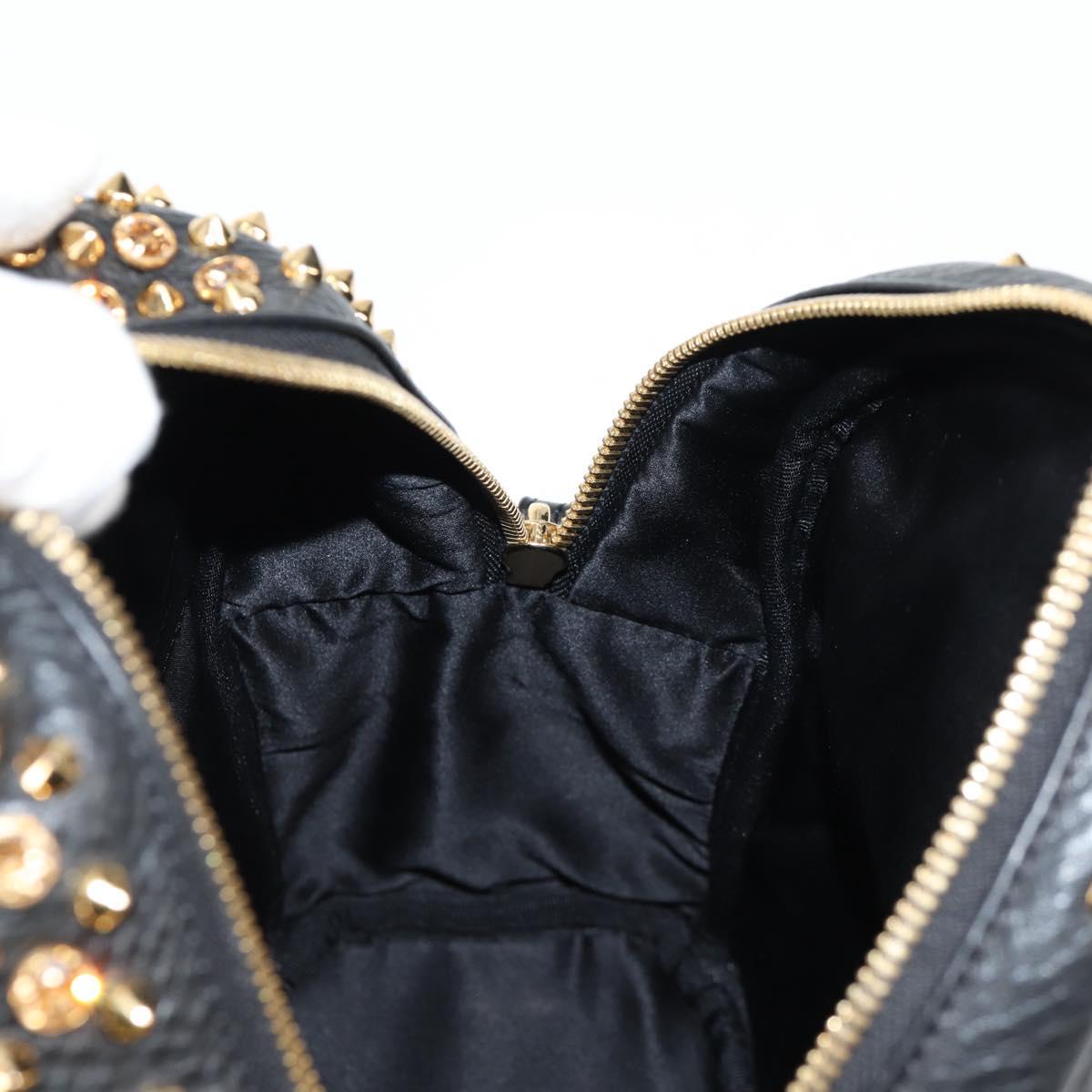 MCM Vicetos Studs Backpack Leather Black Gold Auth yk19000V