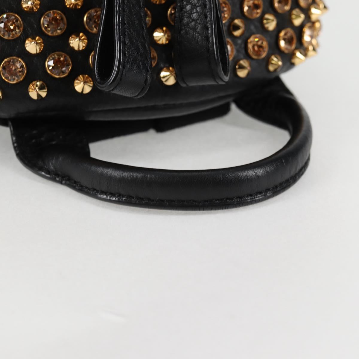 MCM Vicetos Studs Backpack Leather Black Gold Auth yk19000V