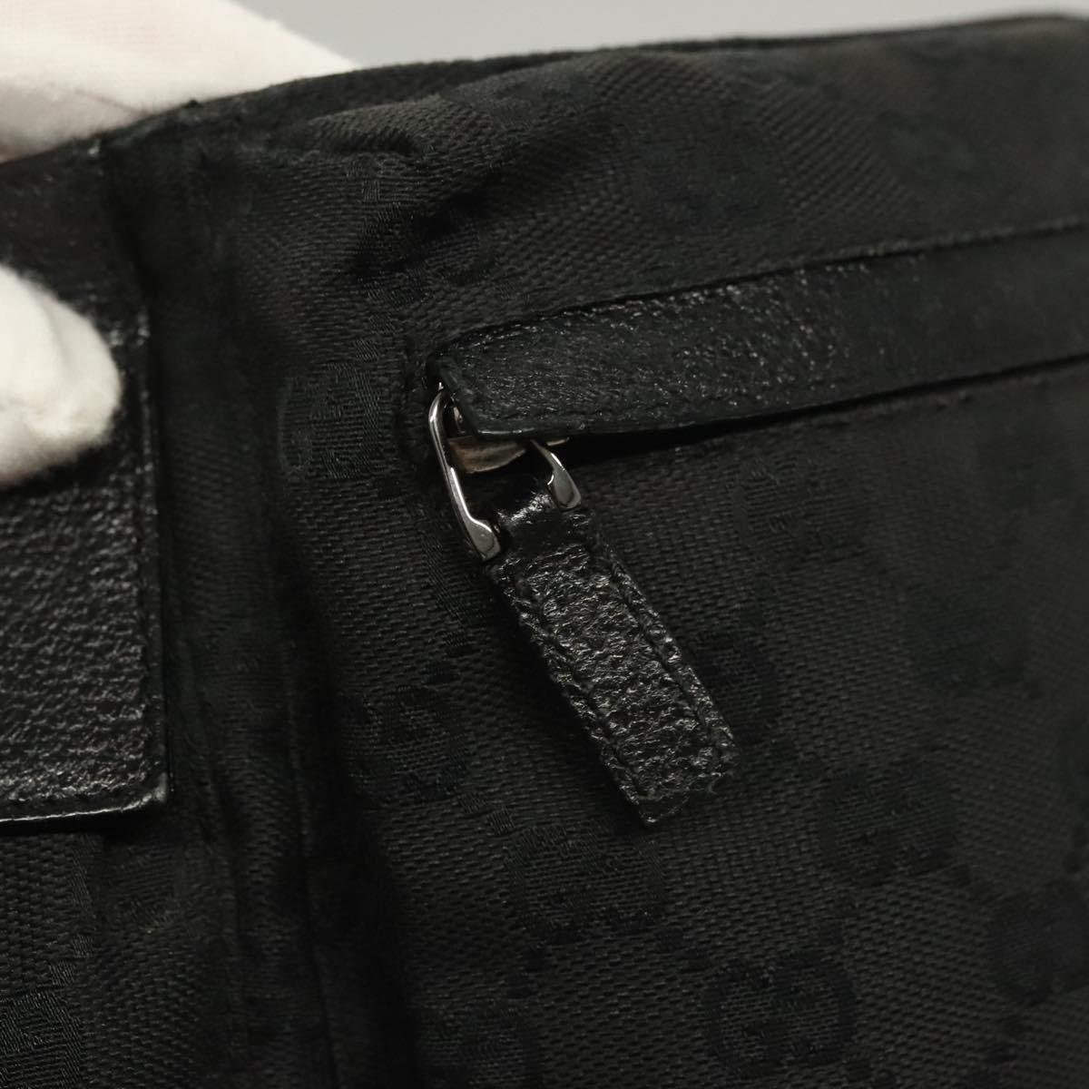 GUCCI GG Canvas Waist bag Black Silver 28566 Auth yk19002