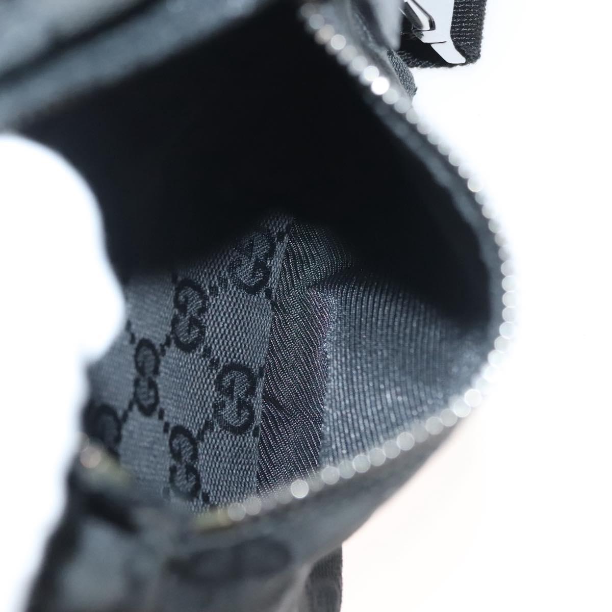 GUCCI GG Canvas Waist bag Black Silver 28566 Auth yk19002