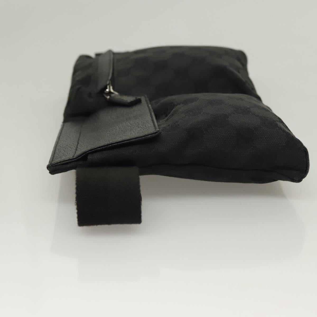 GUCCI GG Canvas Waist bag Black Silver 28566 Auth yk19002