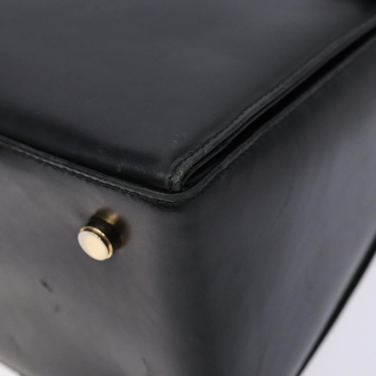 Salvatore Ferragamo Gancini Hand Bag Leather Black Gold Auth yk19008