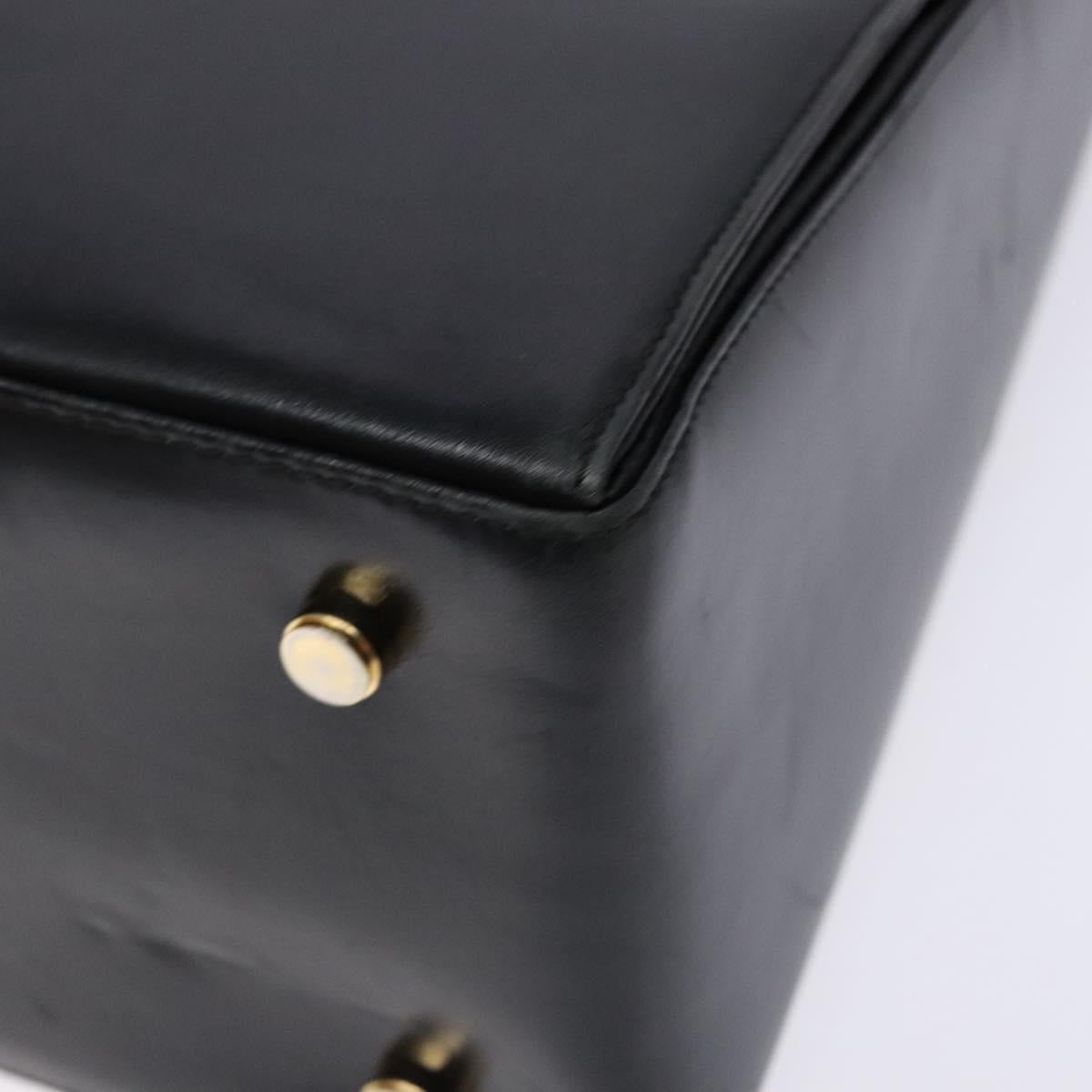 Salvatore Ferragamo Gancini Hand Bag Leather Black Gold Auth yk19008