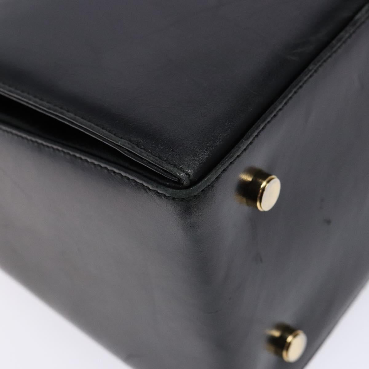 Salvatore Ferragamo Gancini Hand Bag Leather Black Gold Auth yk19008