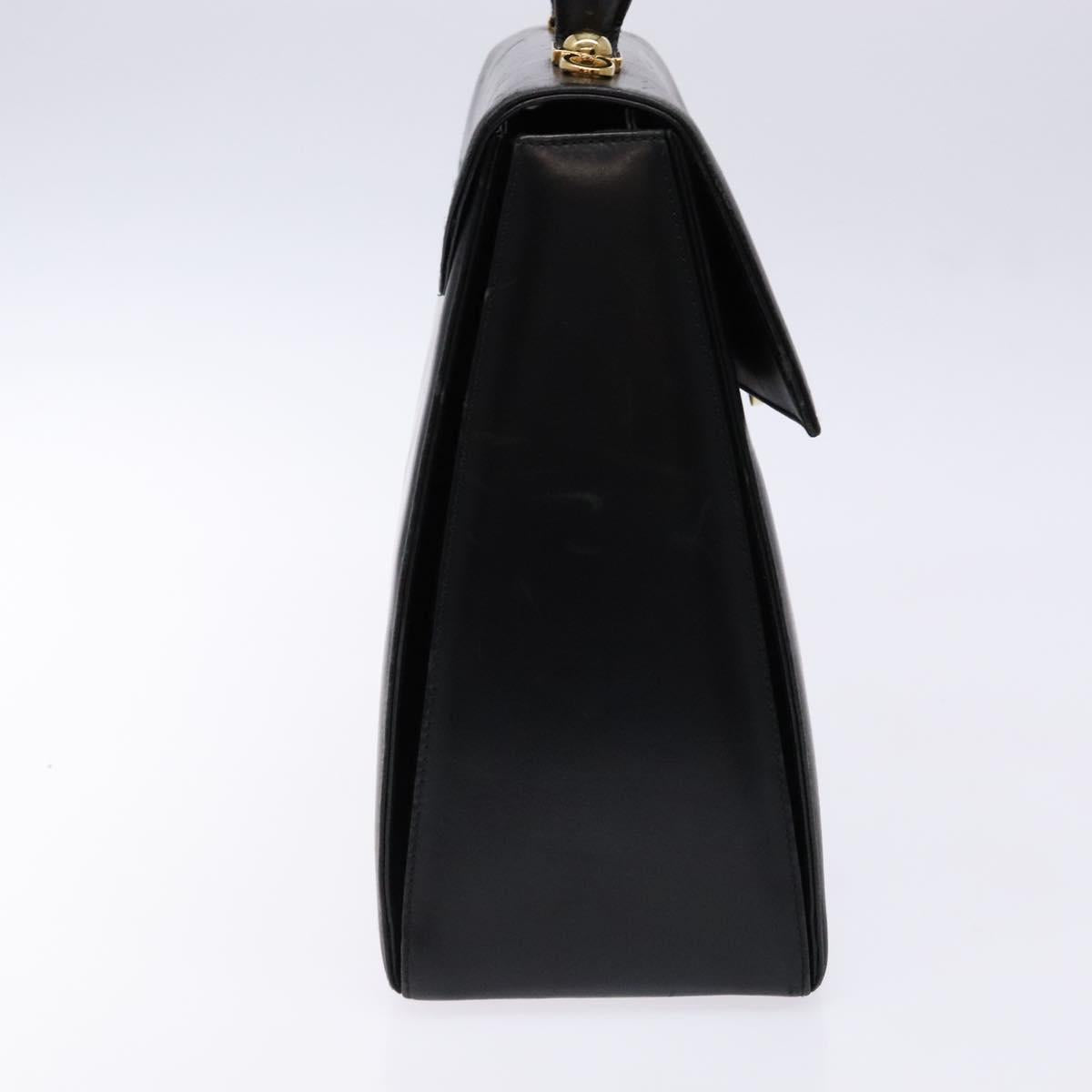 Salvatore Ferragamo Gancini Hand Bag Leather Black Gold Auth yk19008