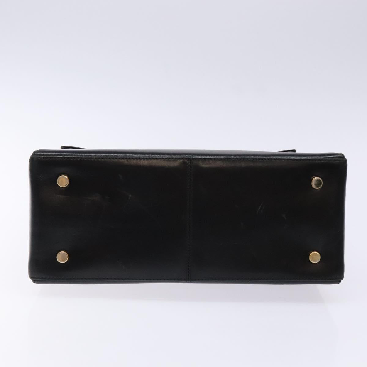 Salvatore Ferragamo Gancini Hand Bag Leather Black Gold Auth yk19008