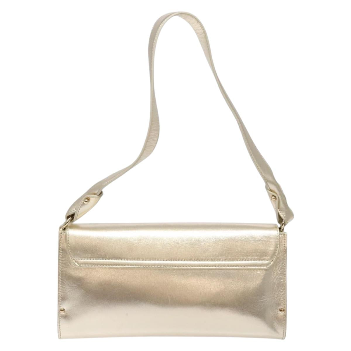 Salvatore Ferragamo Gancini Shoulder Bag Leather Gold Tone Auth yk19023