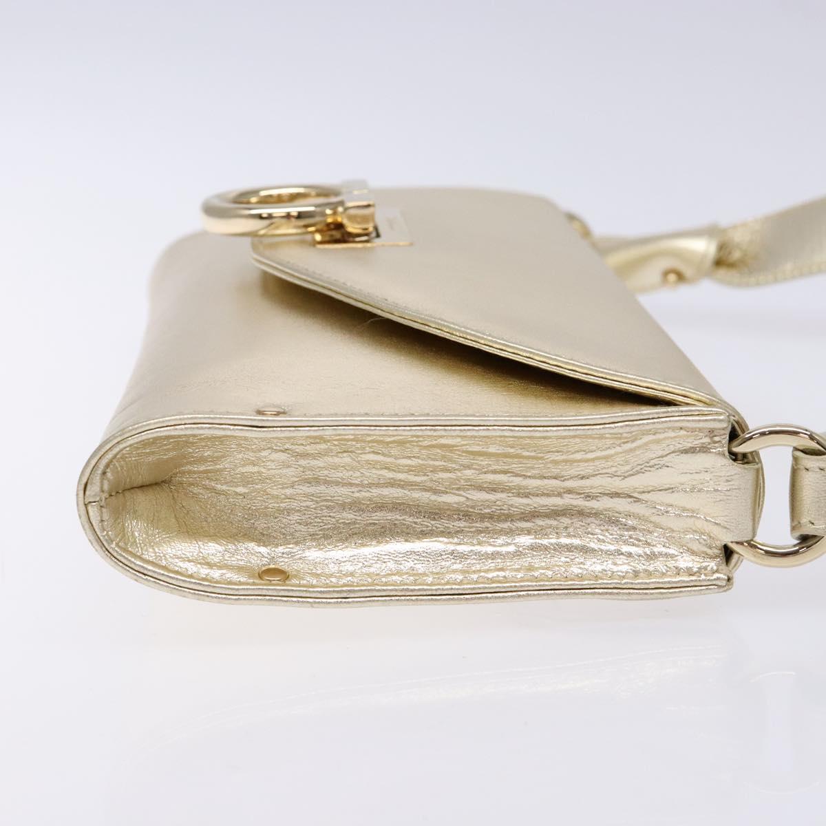 Salvatore Ferragamo Gancini Shoulder Bag Leather Gold Tone Auth yk19023