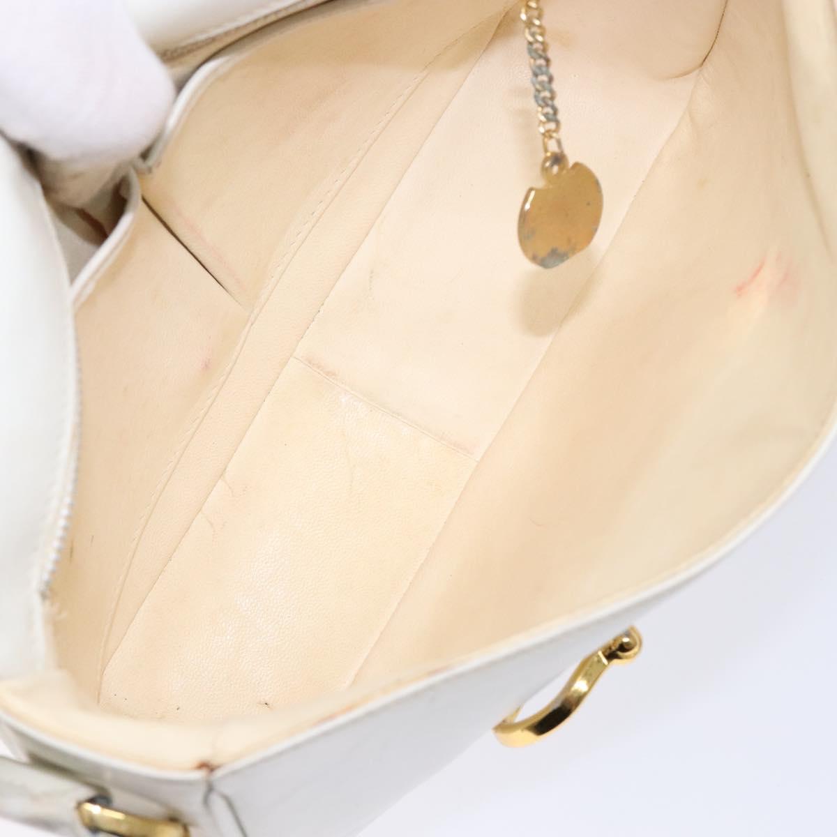 CELINE Shoulder Bag Leather Gold White Auth yk19029