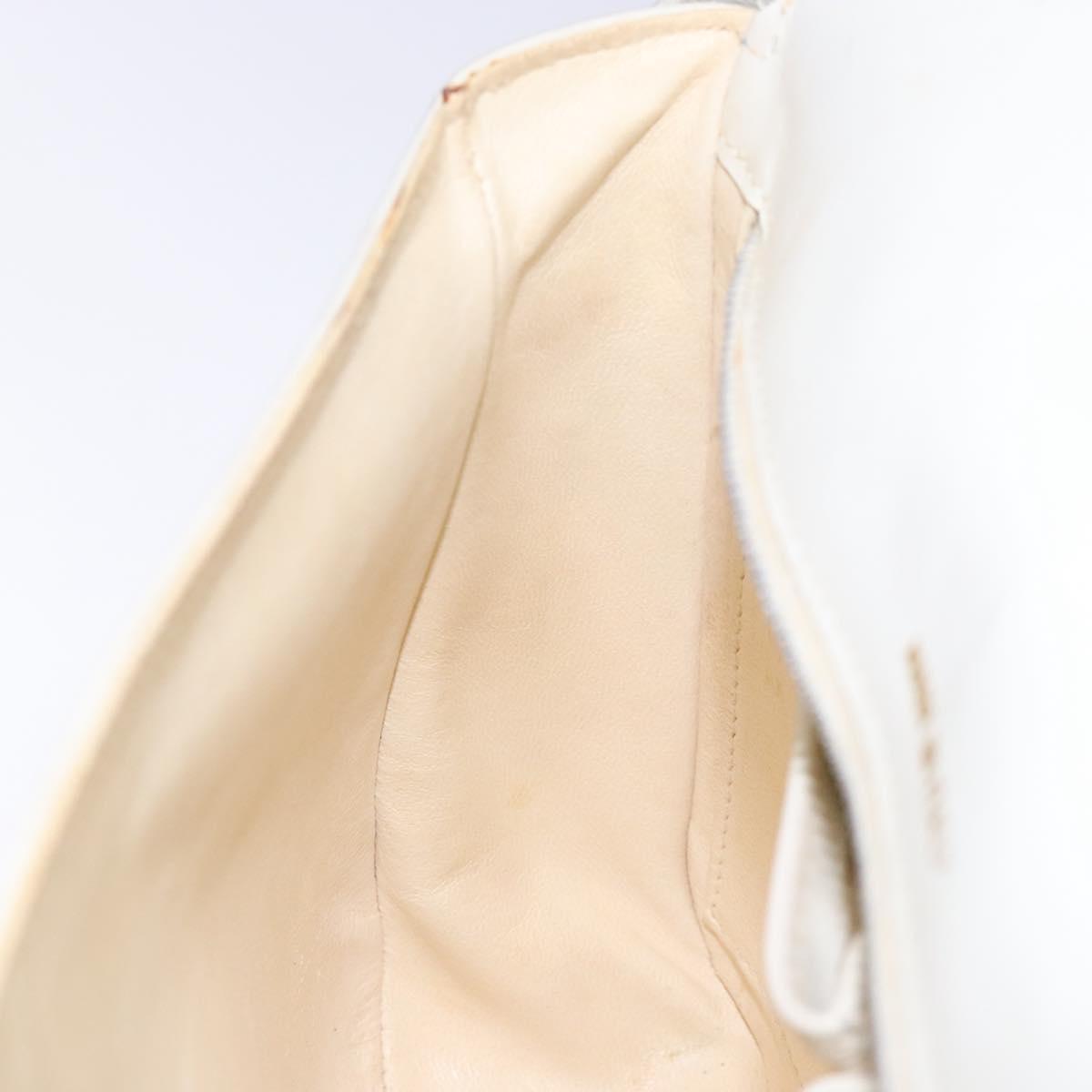 CELINE Shoulder Bag Leather Gold White Auth yk19029