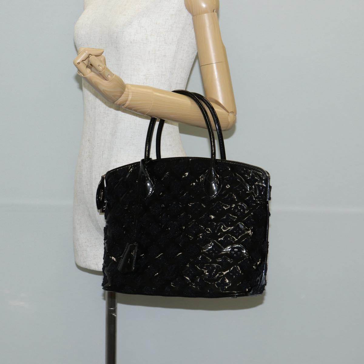 LOUIS VUITTON Monogram Fashion Lockit Booklet Hand Bag Black LV Auth yk19091V