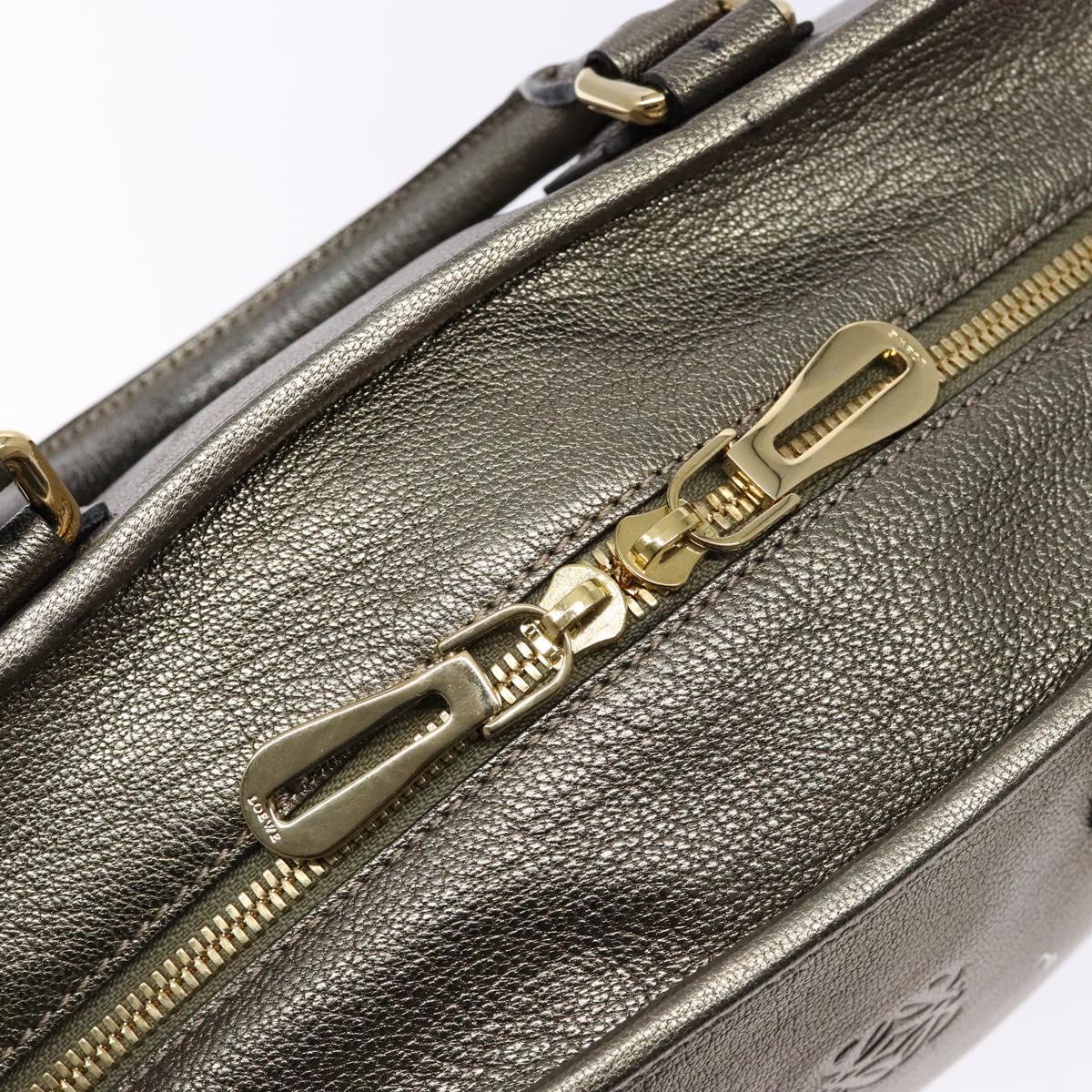 LOEWE Anagram Americana 28 Hand Bag Leather Gold Auth yk19108