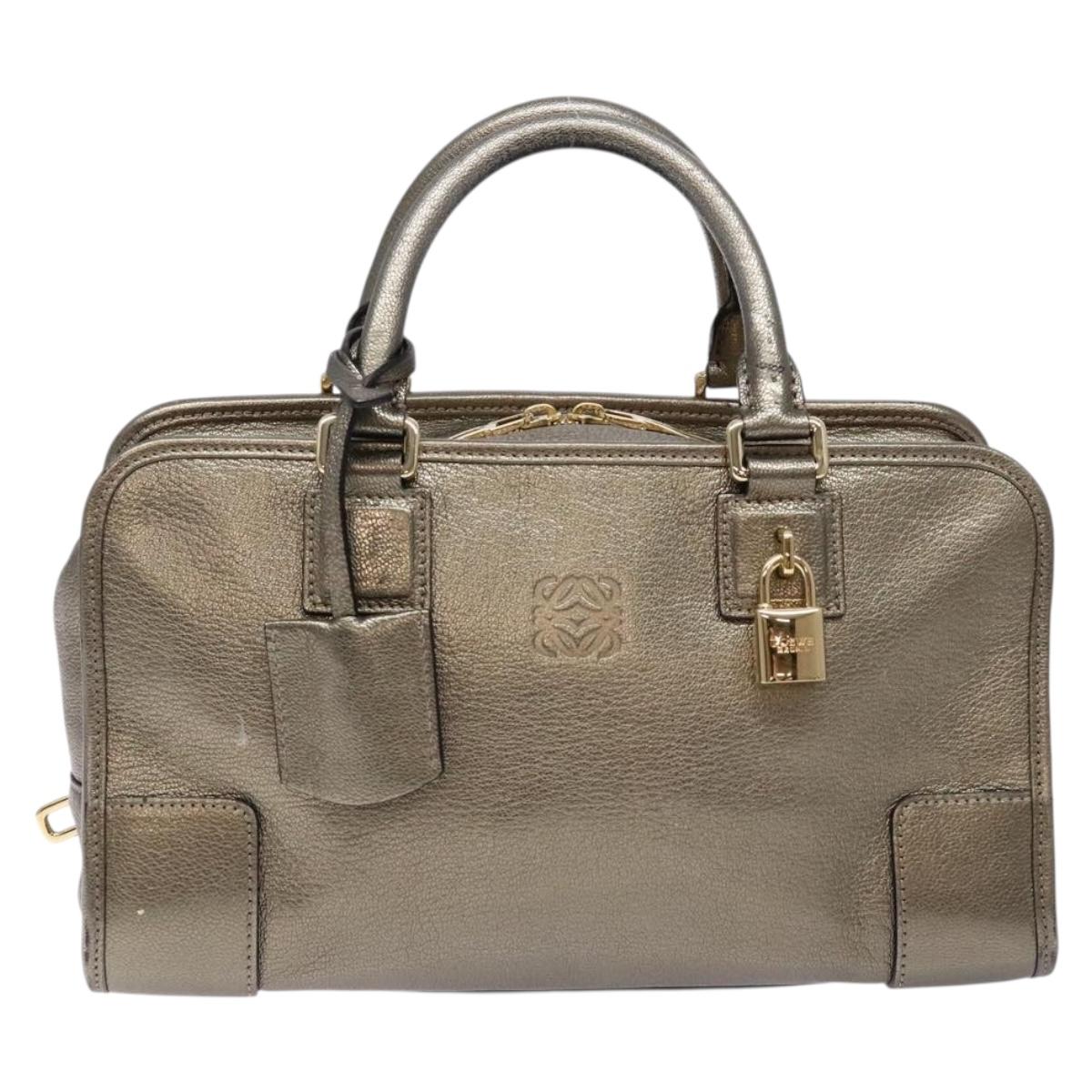 LOEWE Anagram Americana 28 Hand Bag Leather Gold Auth yk19108