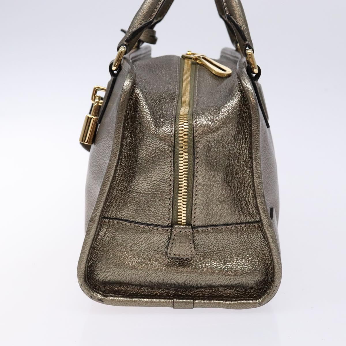 LOEWE Anagram Americana 28 Hand Bag Leather Gold Auth yk19108