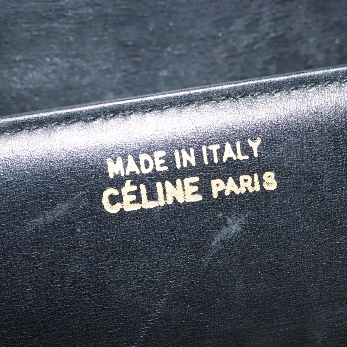CELINE Horse Carriage Shoulder Bag Leather Black Gold Auth yk19109