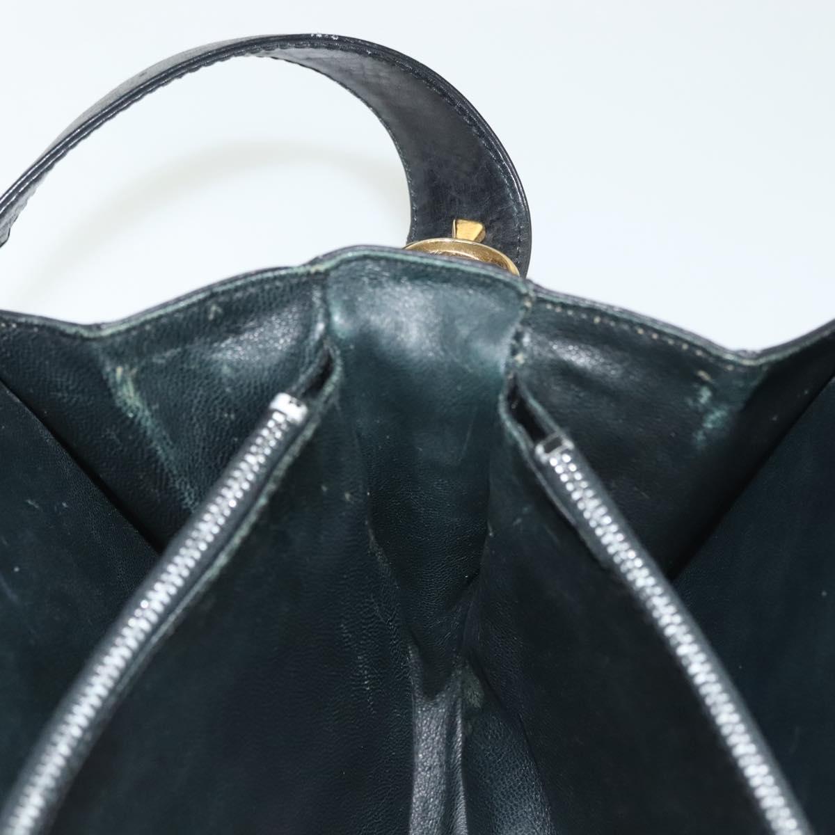 CELINE Horse Carriage Shoulder Bag Leather Black Gold Auth yk19109