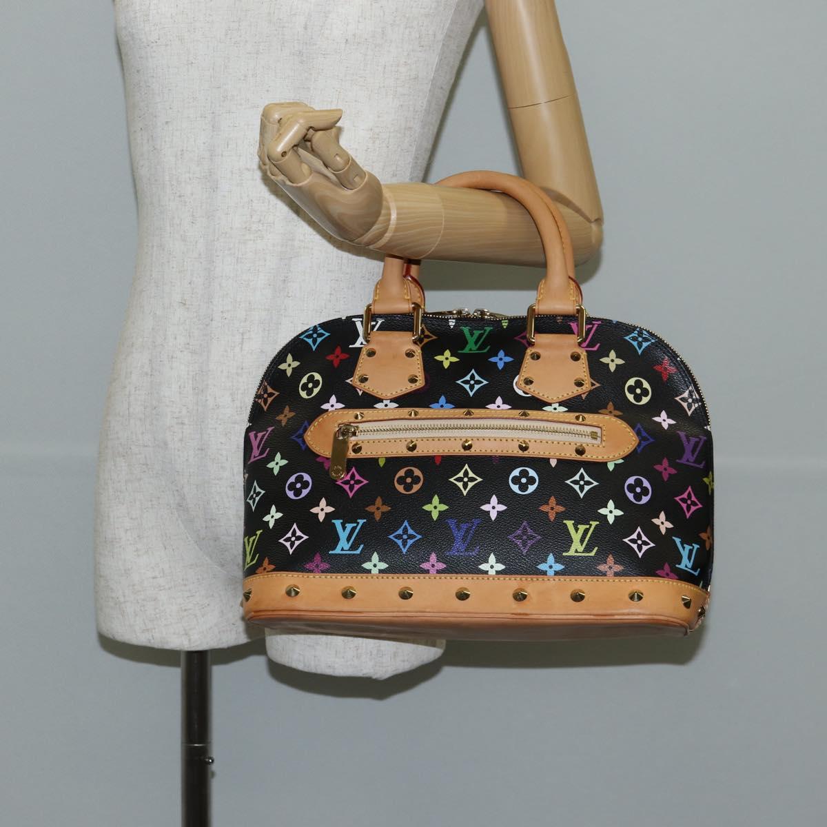 LOUIS VUITTON Monogram Multicolor Alma Hand Bag Black M92646 LV Auth yk19113A