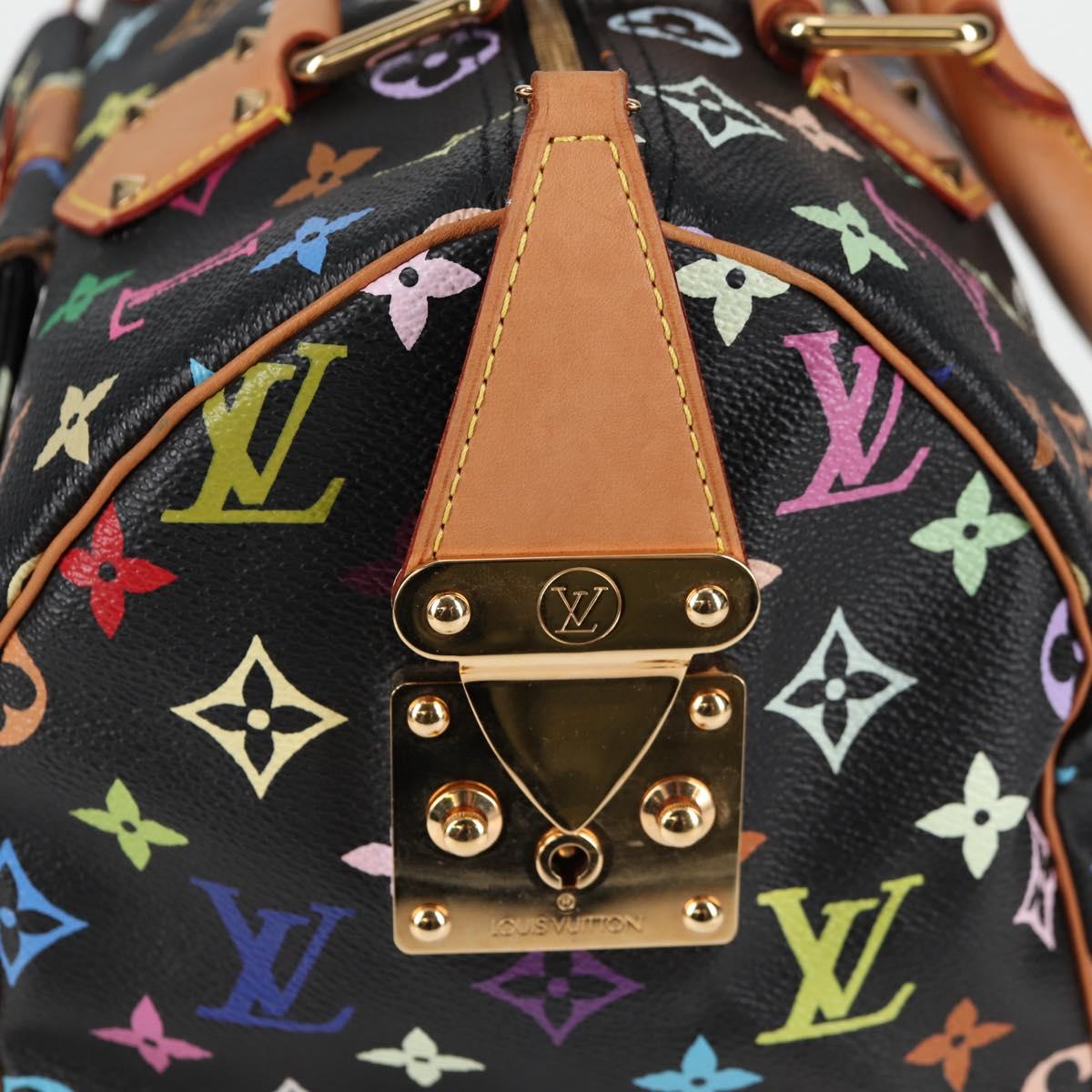 LOUIS VUITTON Monogram Multicolor Speedy 30 Hand Bag Black M92642 Auth yk19115V