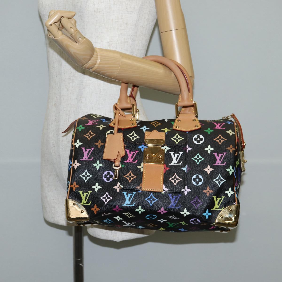 LOUIS VUITTON Monogram Multicolor Speedy 30 Hand Bag Black M92642 Auth yk19115V
