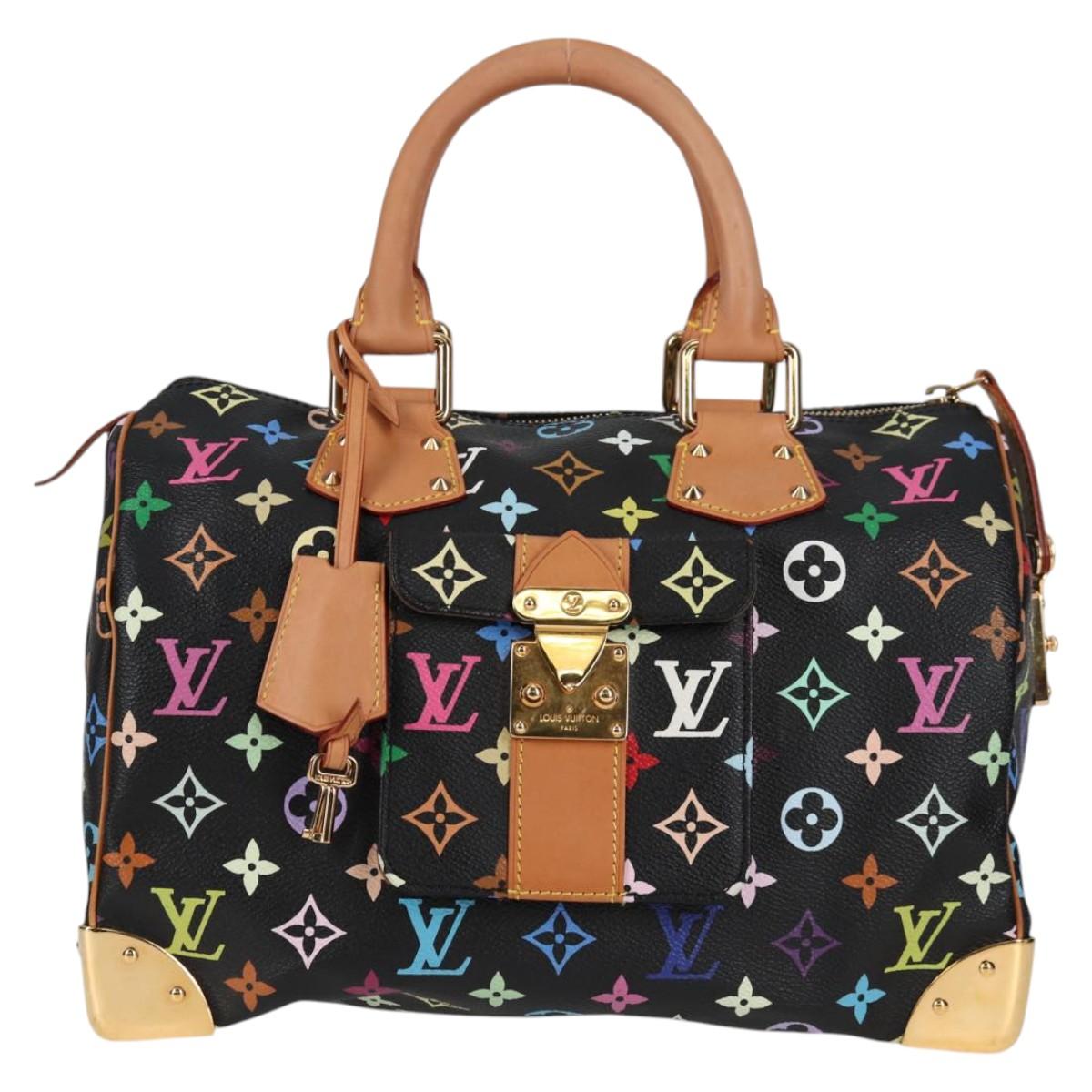 LOUIS VUITTON Monogram Multicolor Speedy 30 Hand Bag Black M92642 Auth yk19115V