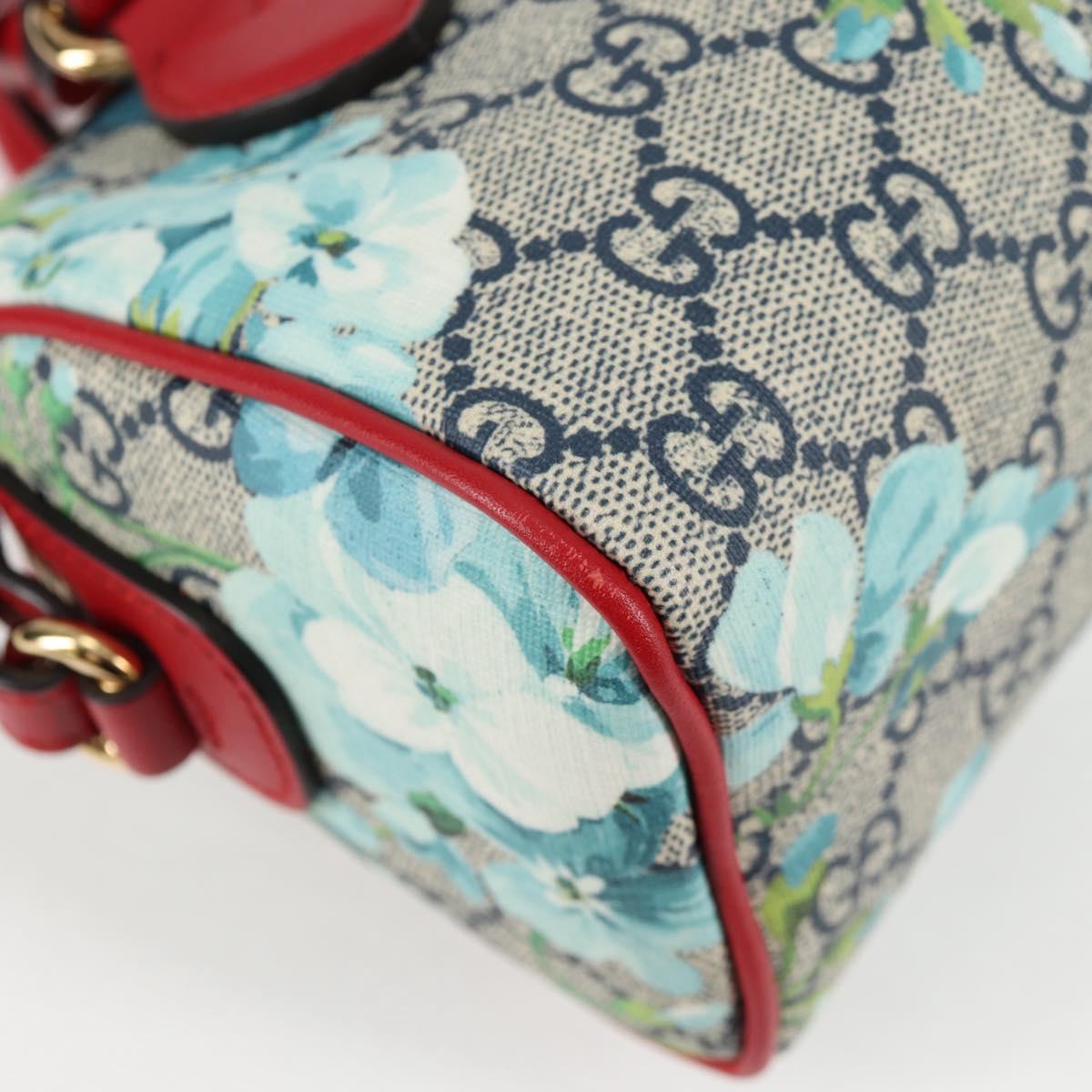 GUCCI GG Supreme Blooms Boston Bag PVC Outlet 2way Red Gold 546312 Auth yk19119A