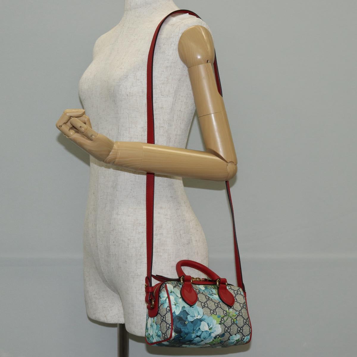 GUCCI GG Supreme Blooms Boston Bag PVC Outlet 2way Red Gold 546312 Auth yk19119A