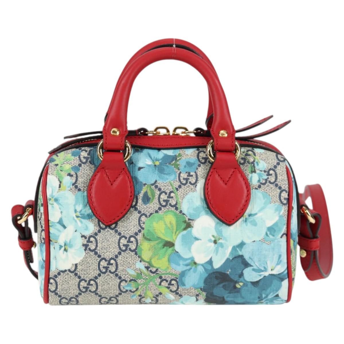 GUCCI GG Supreme Blooms Boston Bag PVC Outlet 2way Red Gold 546312 Auth yk19119A