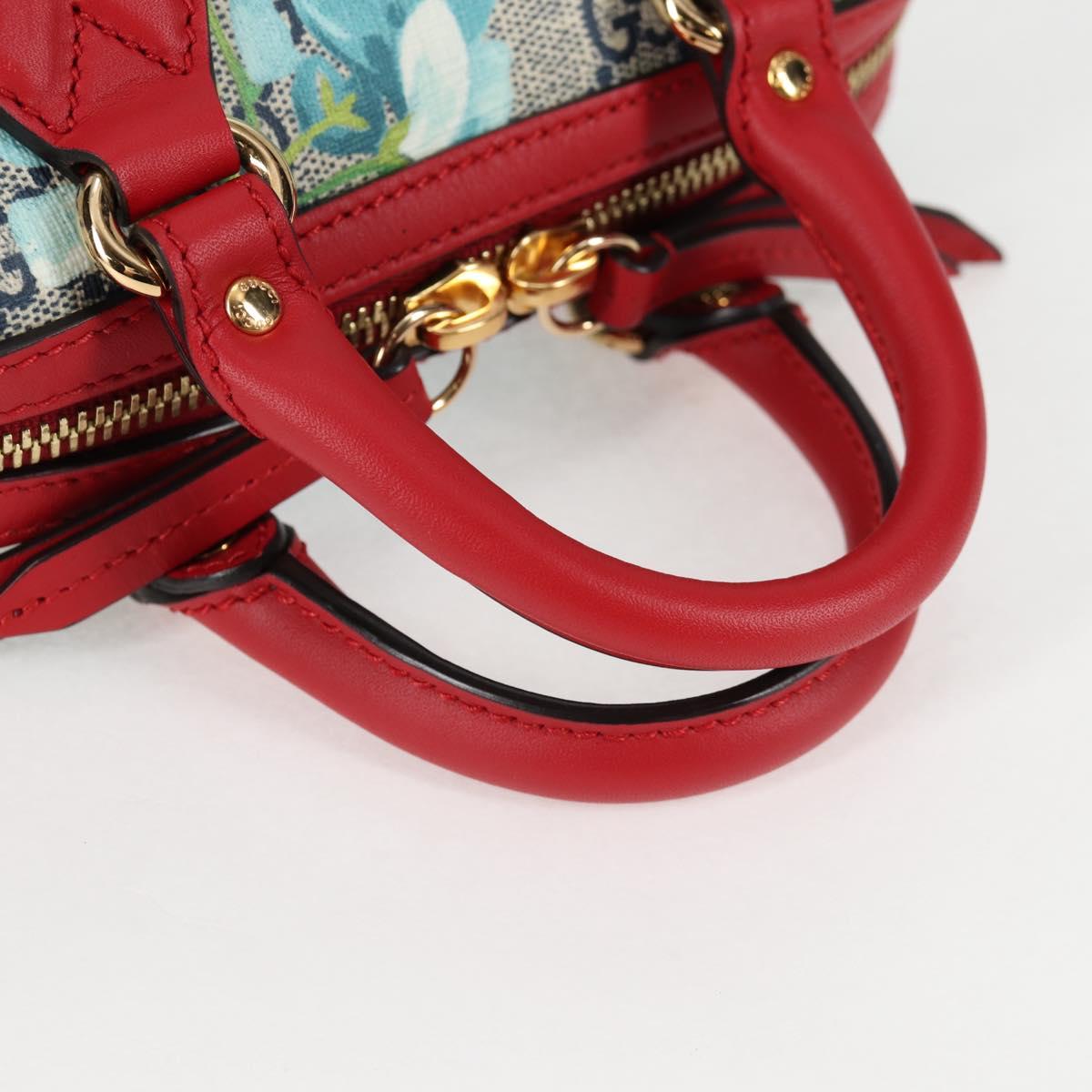 GUCCI GG Supreme Blooms Boston Bag PVC Outlet 2way Red Gold 546312 Auth yk19119A