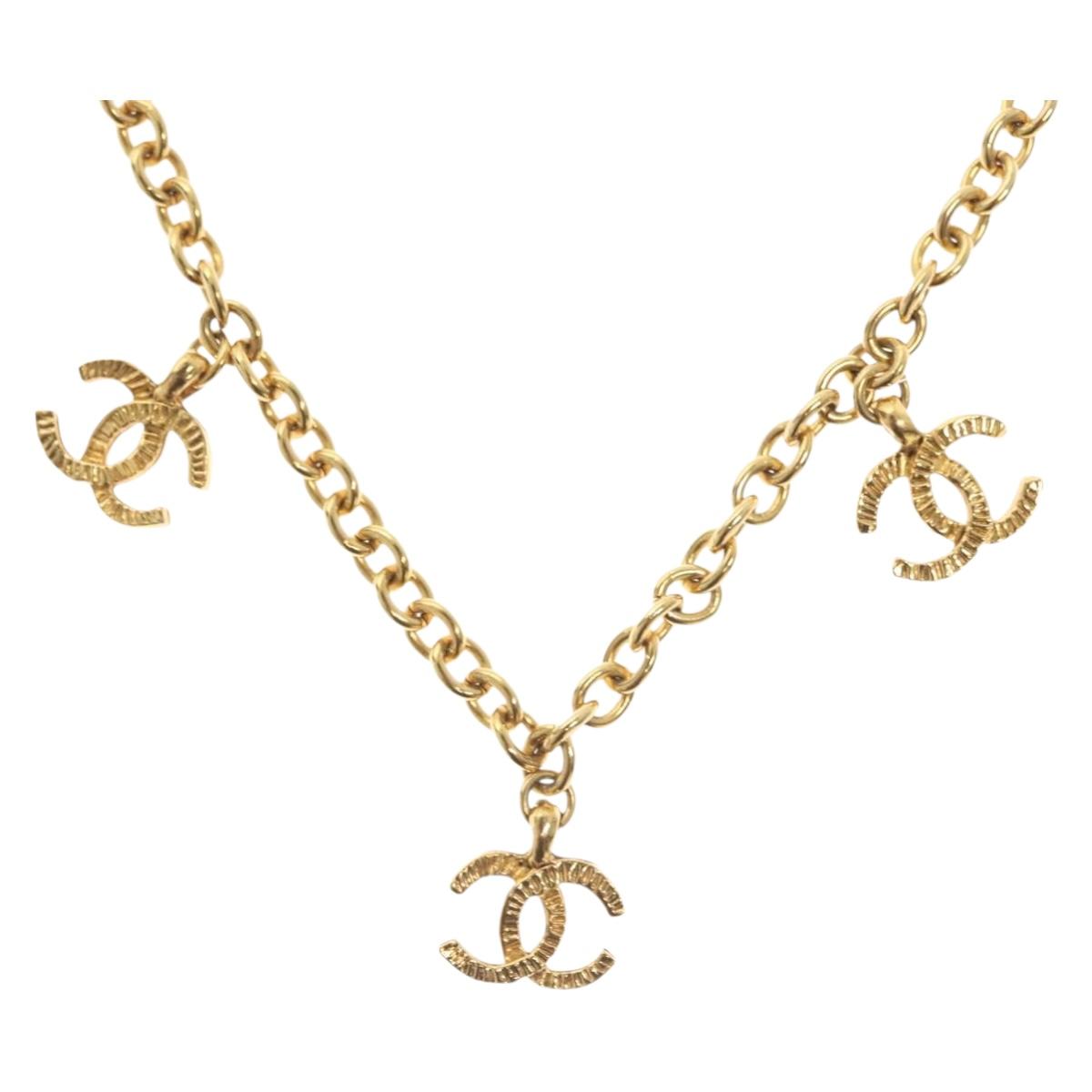 CHANEL 5 COCO Mark Necklace metal Gold CC Auth yk19124