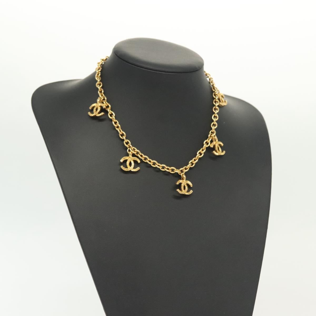 CHANEL 5 COCO Mark Necklace metal Gold CC Auth yk19124