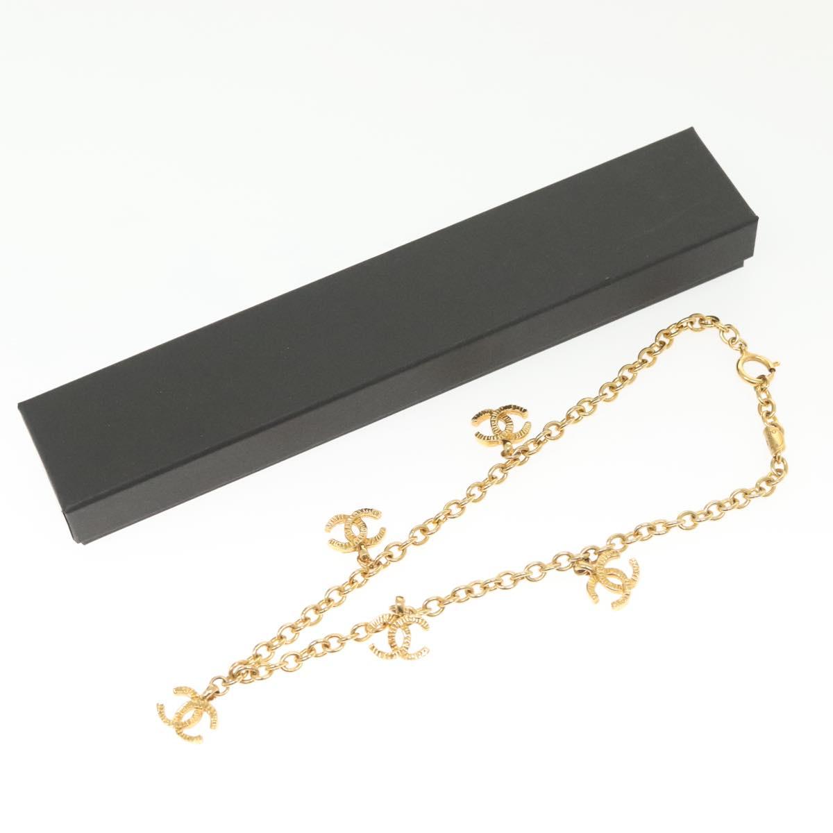 CHANEL 5 COCO Mark Necklace metal Gold CC Auth yk19124