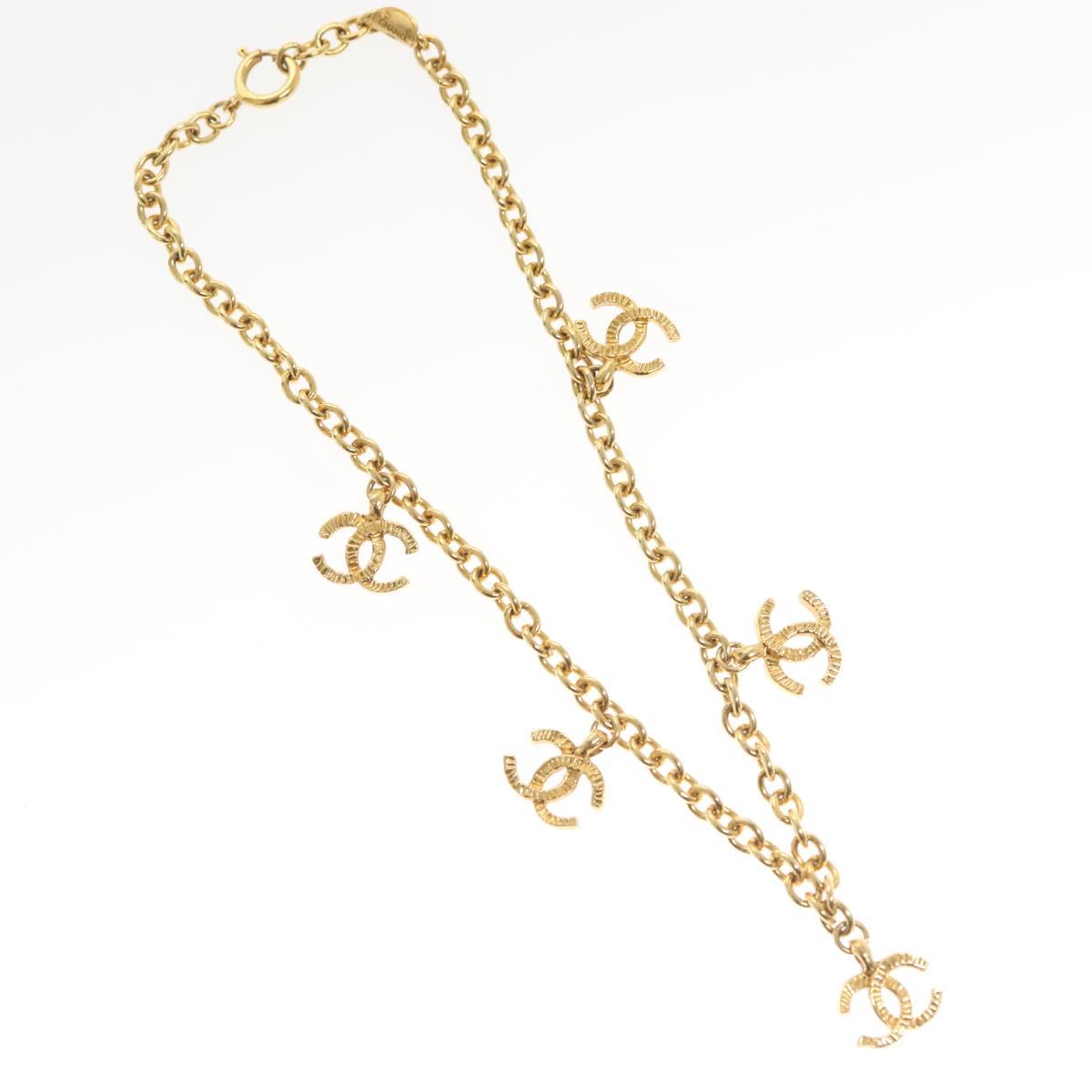 CHANEL 5 COCO Mark Necklace metal Gold CC Auth yk19124