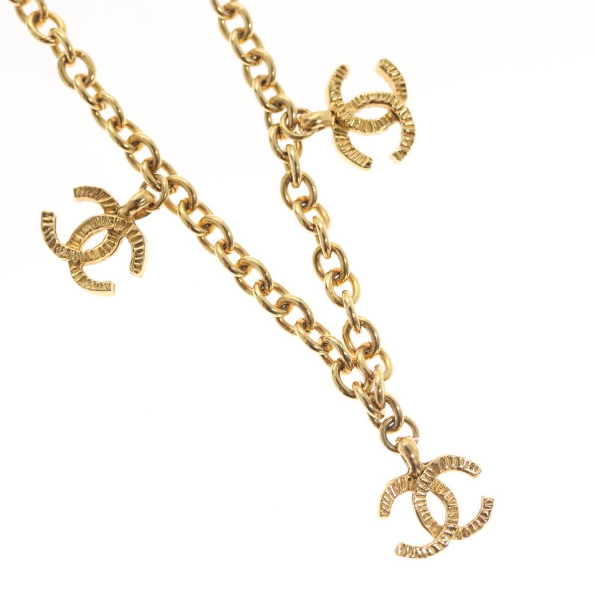 CHANEL 5 COCO Mark Necklace metal Gold CC Auth yk19124