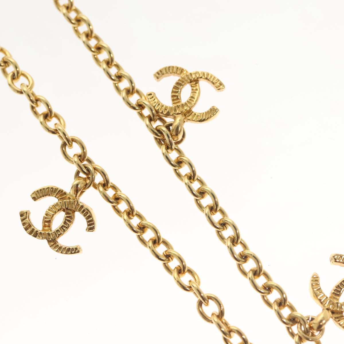 CHANEL 5 COCO Mark Necklace metal Gold CC Auth yk19124