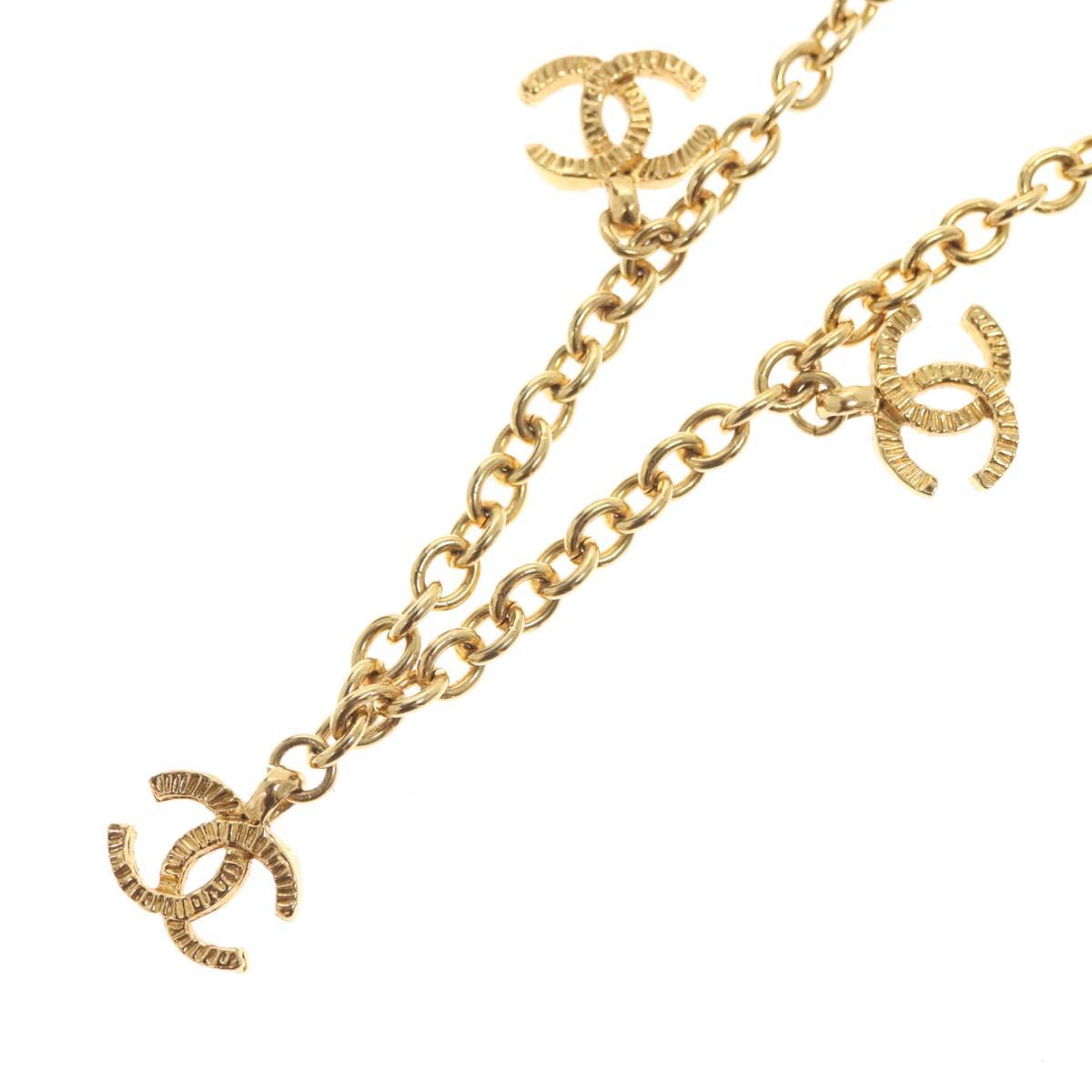 CHANEL 5 COCO Mark Necklace metal Gold CC Auth yk19124