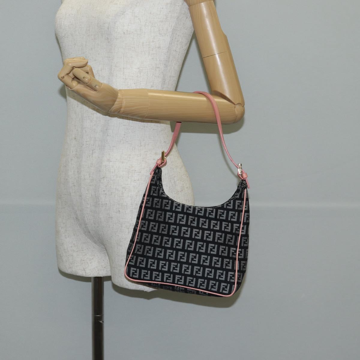 FENDI Zucchino Canvas Hand Bag Black Gold Auth yk19129A