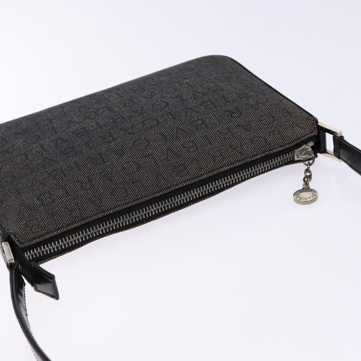 BVLGARI Logo Mania Shoulder Bag Canvas Black Silver Auth yk19146