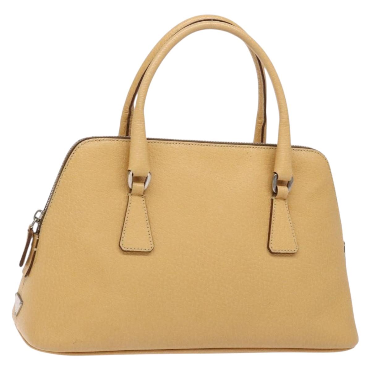 PRADA Hand Bag Leather Beige Auth yk19150