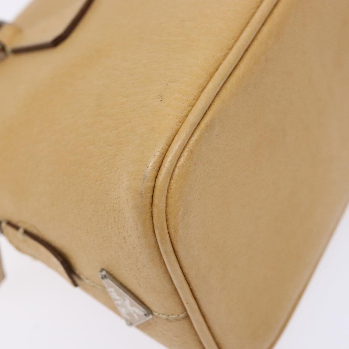 PRADA Hand Bag Leather Beige Auth yk19150