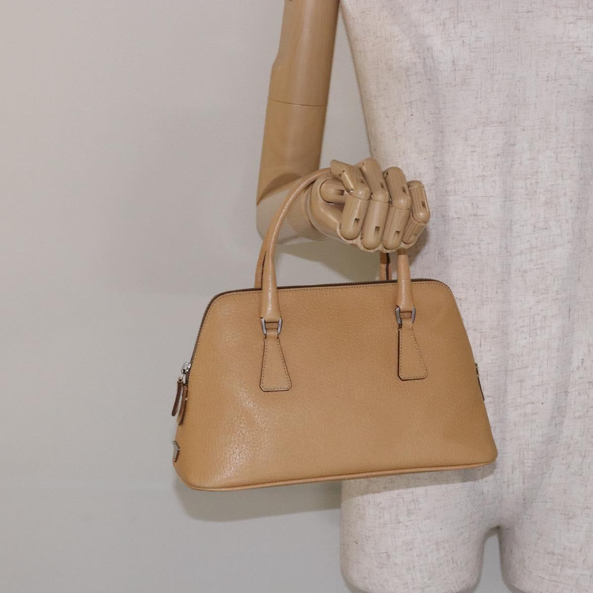 PRADA Hand Bag Leather Beige Auth yk19150