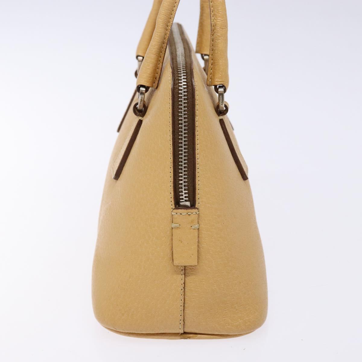 PRADA Hand Bag Leather Beige Auth yk19150