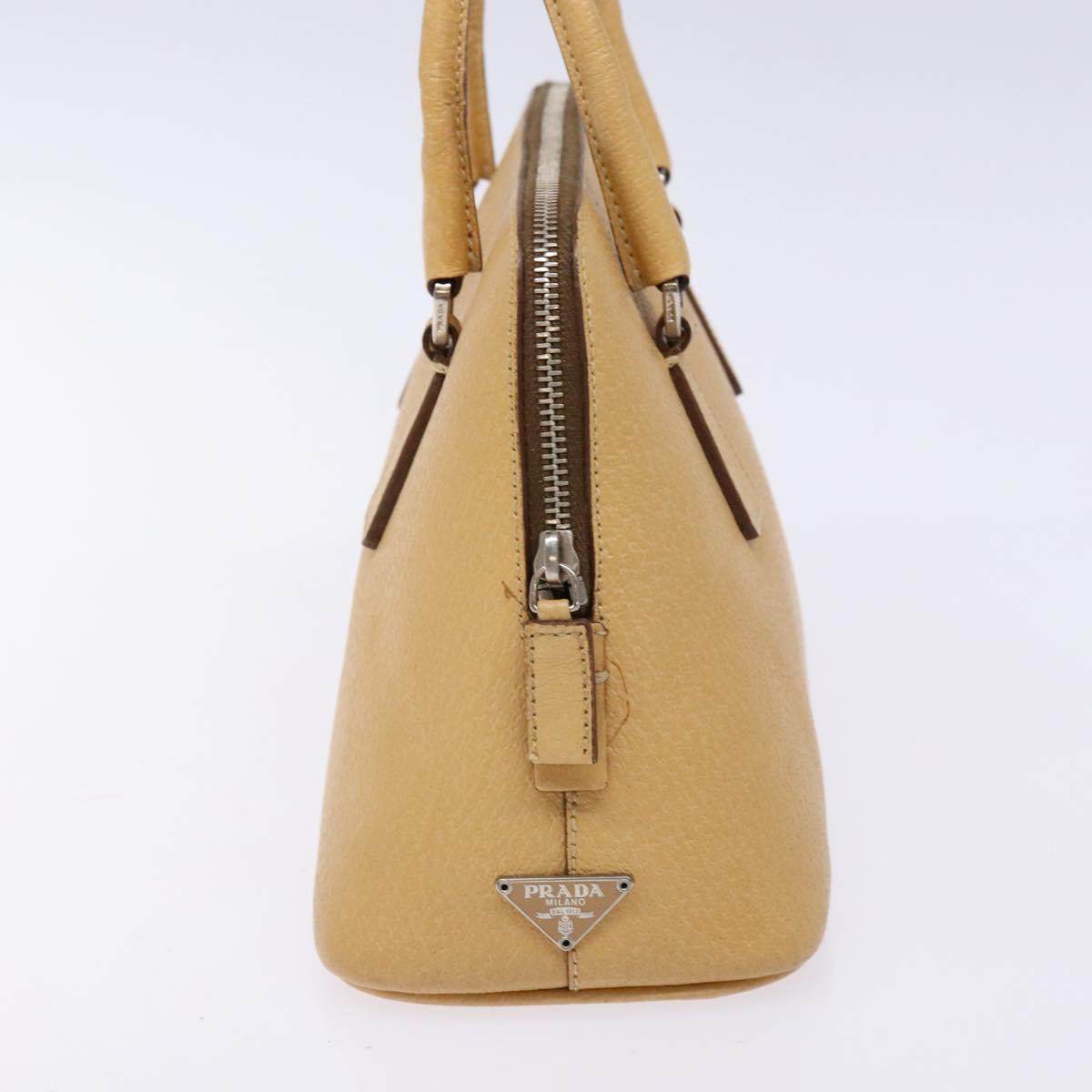 PRADA Hand Bag Leather Beige Auth yk19150